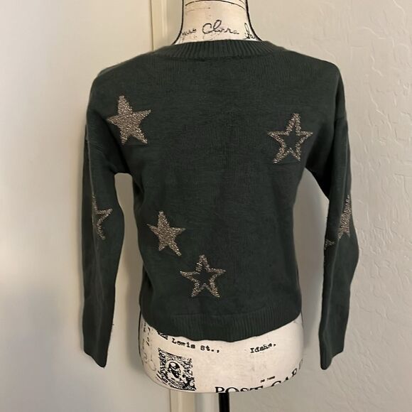 Rails Perci Olive Green Gold Stars Design Pullover Sweater Boho Contemporary - Picture 6 of 12